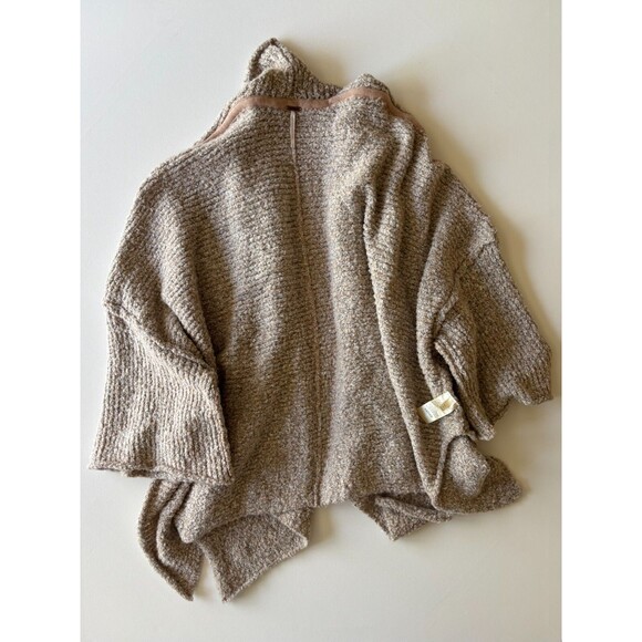 Free People Cardigan Women Large Tan BFF Marled Knit Oversized Open Front Boucle - Picture 11 of 14
